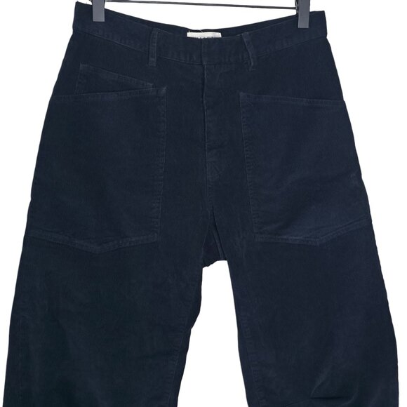 Nili Lotan Shon Corduroy Jet Black Barrel Leg Pant Size 2 - Picture 5 of 9